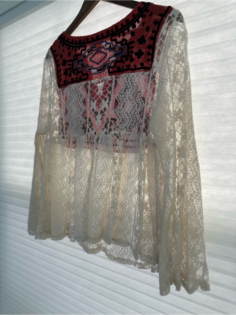 Cato Boho Lace Tunic Blouse Free People Casablanca Inspired Size Large - Picture 5 of 9